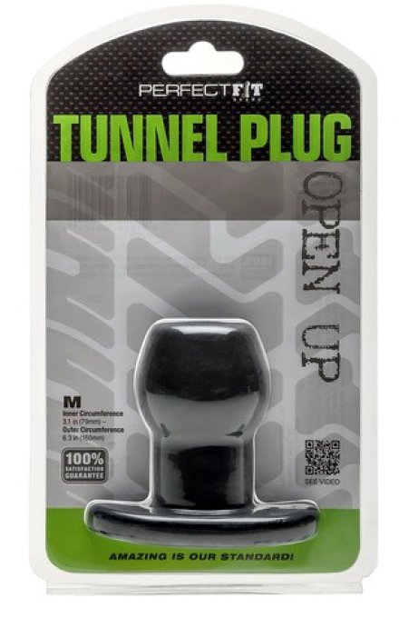 Ass Tunnel Plug Silicone Noir Medium 7 x 5.2 cm