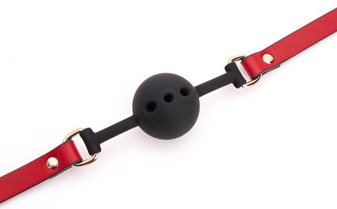 Bâillon Boule Liny Thin Noir-Rouge