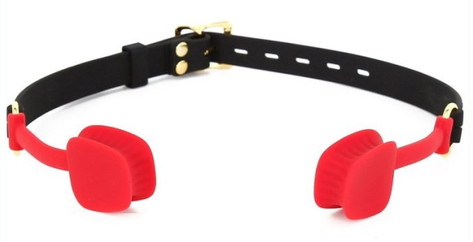 Bâillon en silicone Zen Open Noir-Rouge