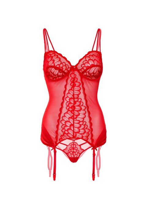 Bustier Porte-Jarretelles Lace Cami Rouge