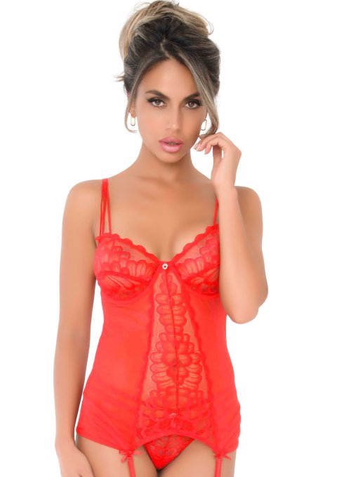 Bustier Porte-Jarretelles Lace Cami Rouge