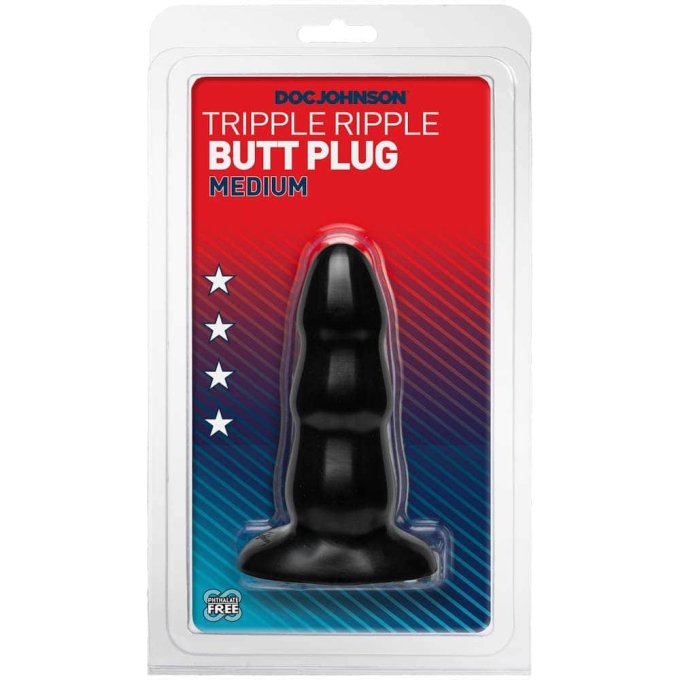 Butt Plug Triple 11 x 4.5 cm Noir