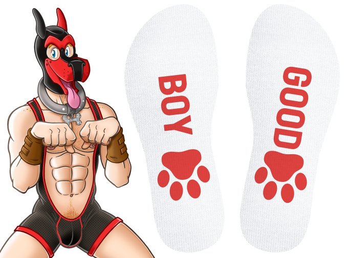 Chaussettes Good Boy Blanc-Rouge