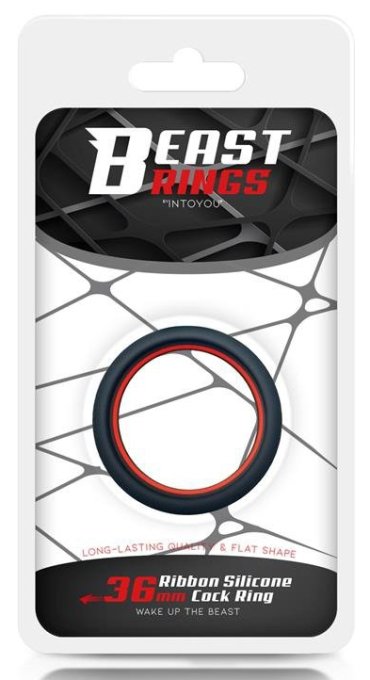 Cockring silicone Beast Rings 36mm Noir-Rouge