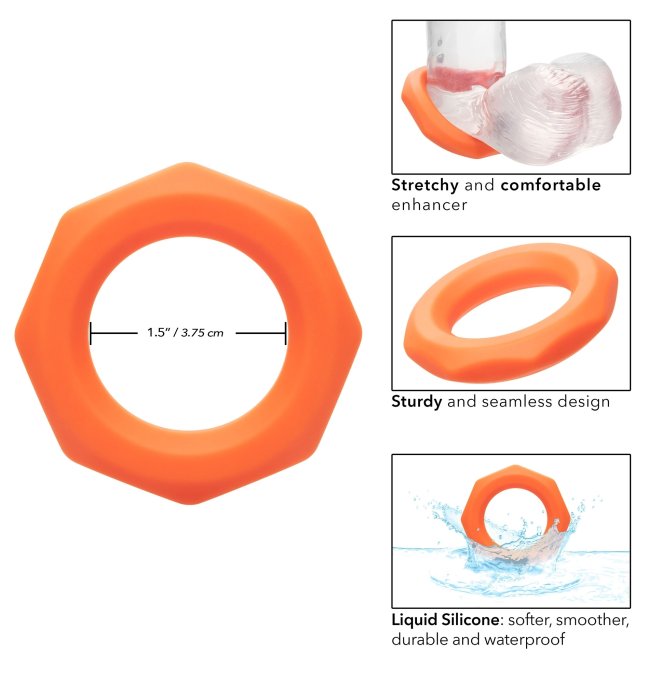 Cockring Silicone Sexagon Alpha 37mm Orange