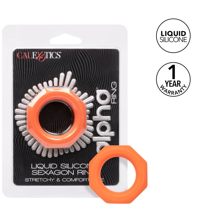 Cockring Silicone Sexagon Alpha 37mm Orange