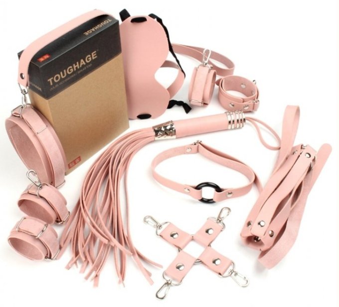 Coffret Bondage SM Obedience 10 Pièces Rose