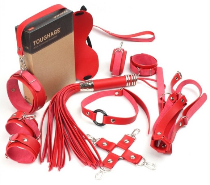 Coffret Bondage SM OBEDIENCE 10 Pièces Rouge