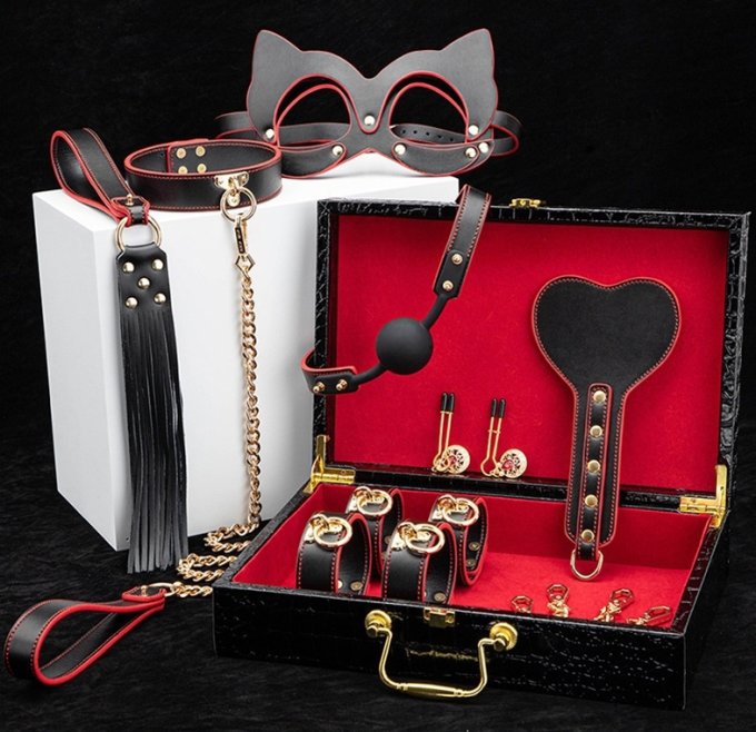 Coffret SM Bondage 8 Pièces Noir-Rouge