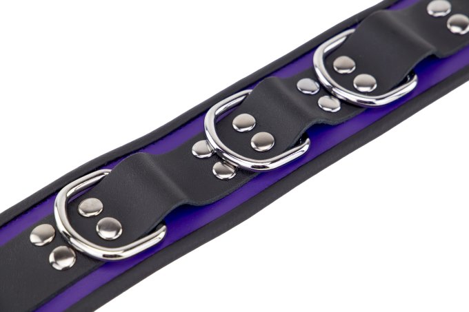 Collier en cuir 3 Anneaux D Violet-Noir