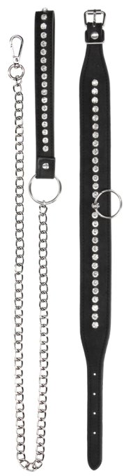 Collier-Laisse à Strass Diamond Studded Noir