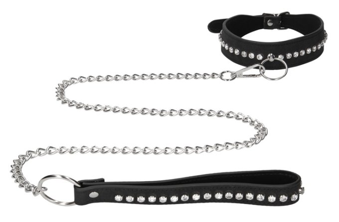 Collier-Laisse à Strass Diamond Studded Noir