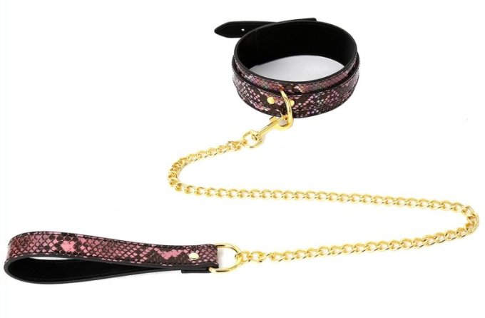 Collier-Laisse Snakine Noir-Rose