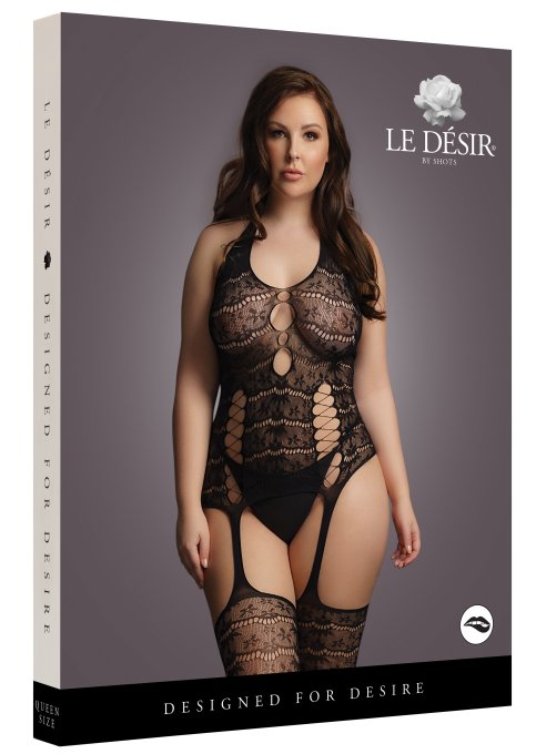 Combinaison Grande Taille LACE SUSPENDER - Noir