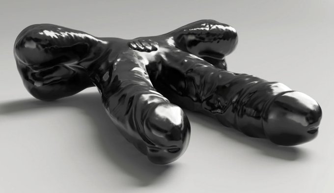 Double Gode ABS03 Teamwork All Black Steroïd 25 x 7cm