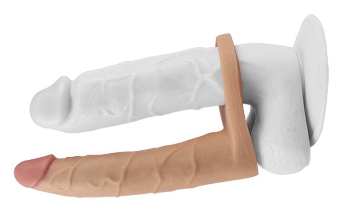 Double gode Cockring - 15.5 x 2.9 cm Flesh