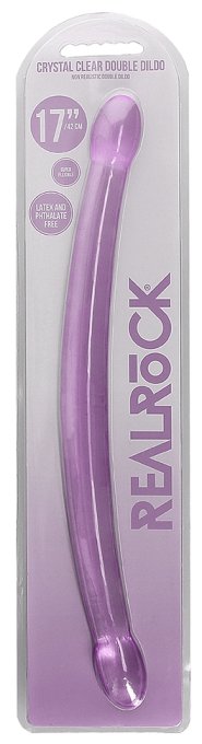 Double Gode Crystal RealRock 42 x 3.5cm Violet