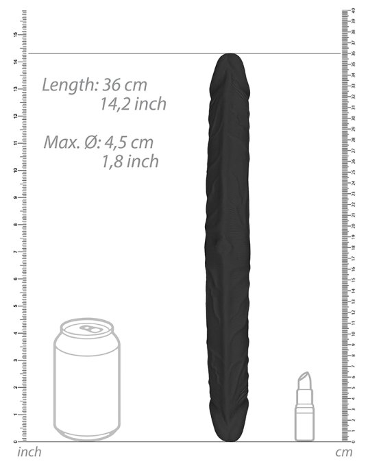 Double gode Realrock 36 x 4.4cm Noir