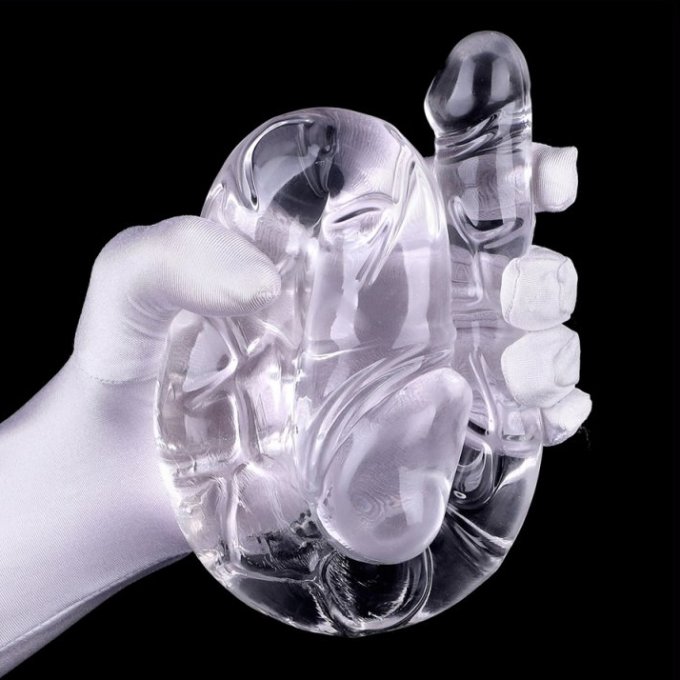 Double Gode Transparent U Jelly XL 19 x 5cm