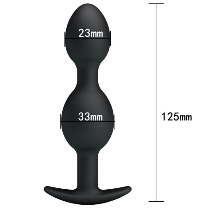 Double Heavy Balls Silicone Butt Plug 12.5 x 3.3 cm