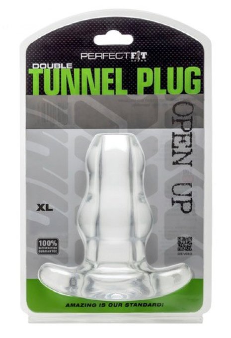 Double Tunnel Plug Transparent Extra-Large 14 x 8.3 cm