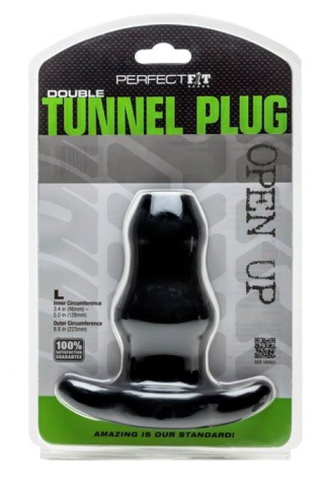 Double Tunnel Plug Noir Large12 x 7 cm