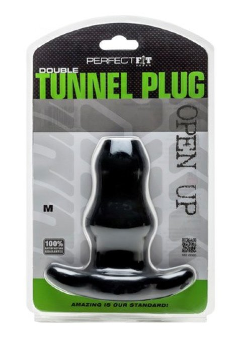 Double Tunnel Plug Noir Medium 9.5 x5.2 cm