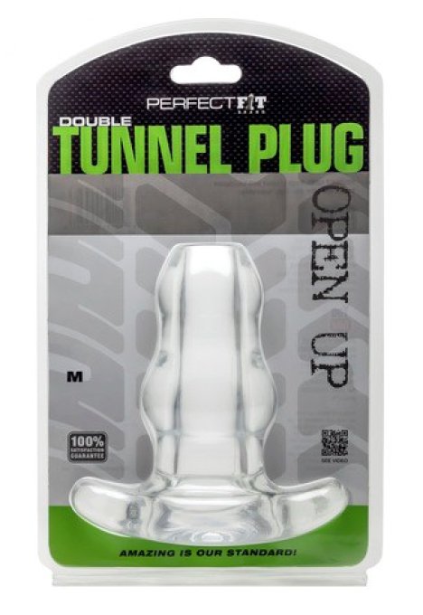 Double Tunnel Plug Transparent Medium 9.5 x 5.2 cm