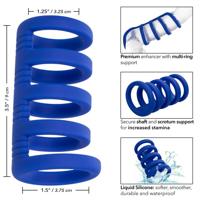 Gaine de pénis 5 Cockrings Xtreme Cage Admiral 9cm