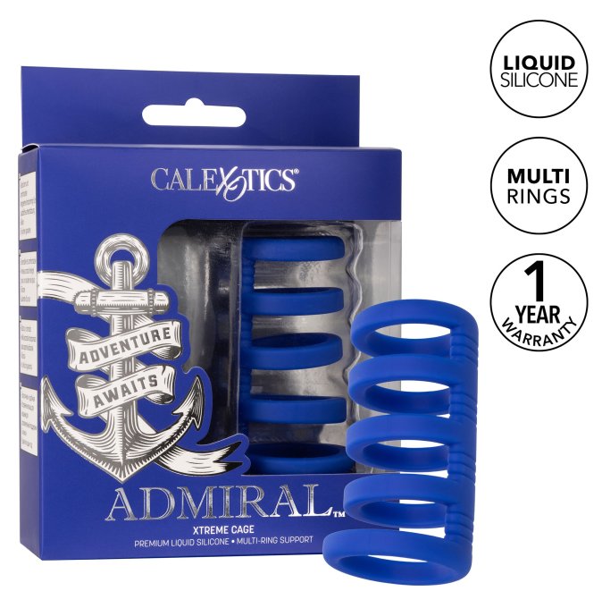 Gaine de pénis 5 Cockrings Xtreme Cage Admiral 9cm