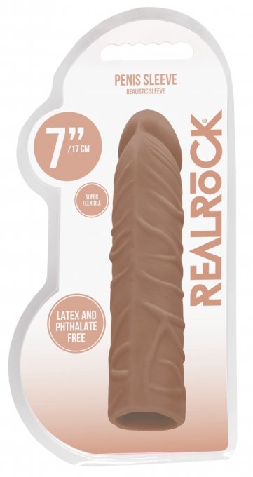 Gaine de pénis Penis Sleeve RealRock 16.5 x 4cm Tan