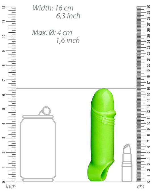 Gaine de pénis phosphorescente Smooth Thick Glow 12 x 4.2cm