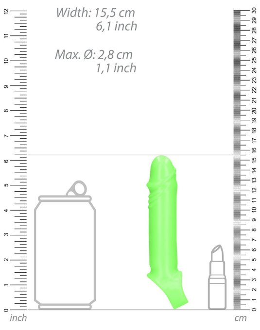 Gaine de pénis phosphorescente Thin Glow 11 x 3cm