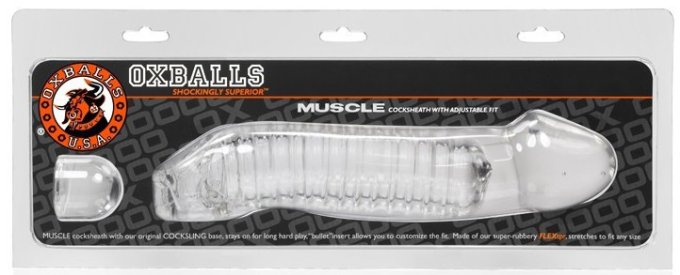 Gaine pour pénis Muscle Oxballs 24 x 5 cm transparente