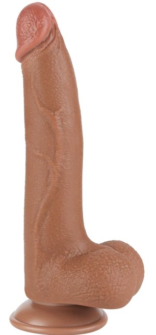 Gode avec Bourses Sliding Skin 17 x 4cm Marron