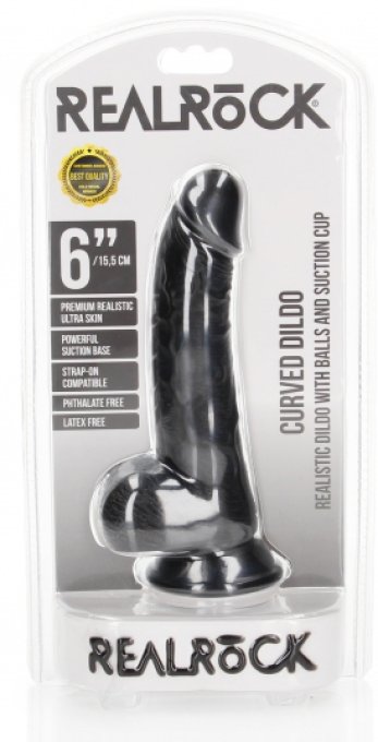 Gode Balls Curved RealRock 12.5 x 3.6cm Noir