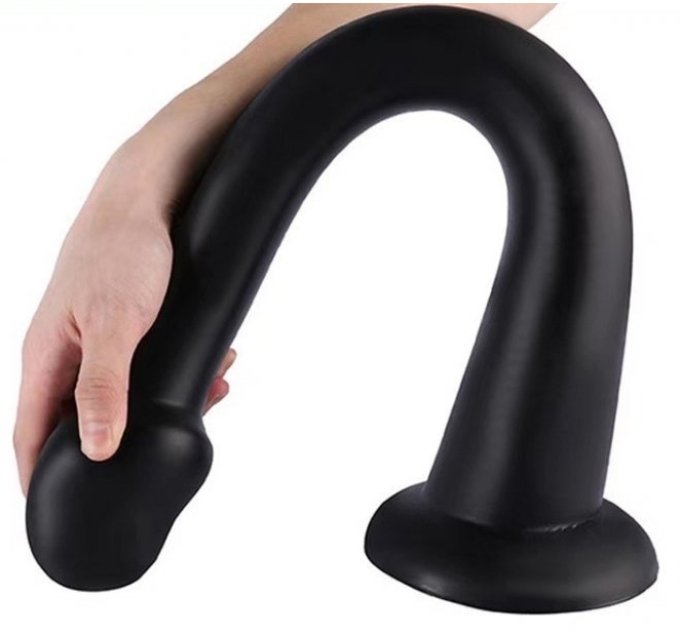 Gode long Whale Dildo M 40 x 5.5cm - Pointe 4.6cm Noir