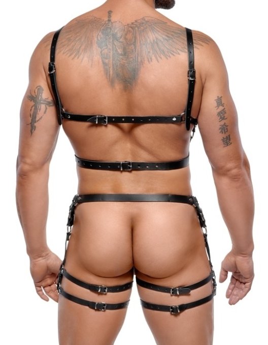 Harnais En Cuir Torse et Cuisses Leatherset M/L