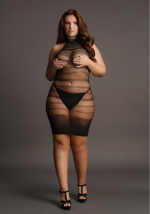 Robe sexy Grande Taille HIGH LACE Noire