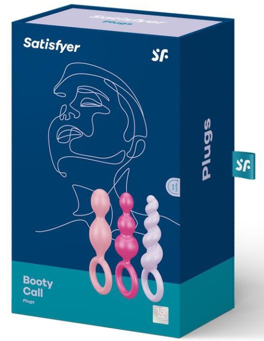 Kit 3 Plugs Silicone Booty Call Satisfyer 9.5 x 2.5cm Roses