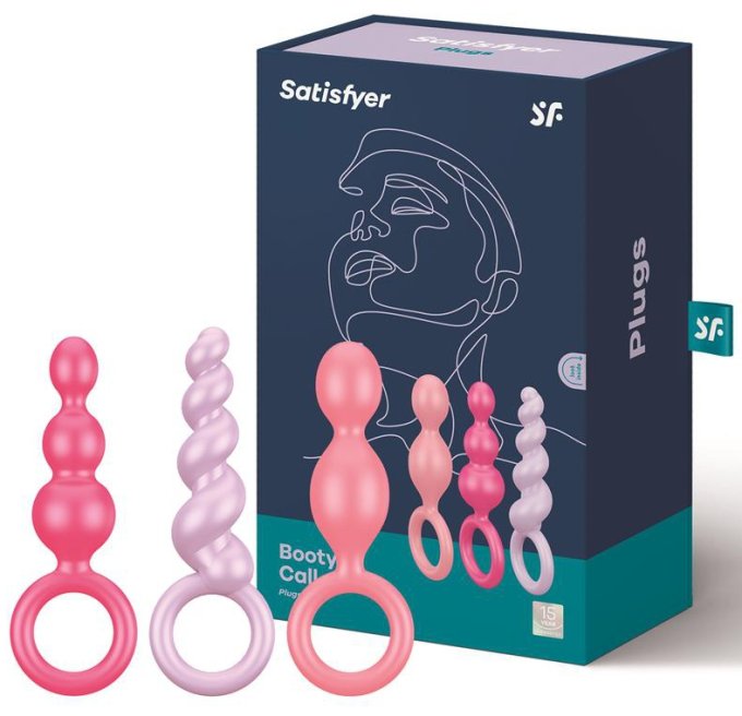 Kit 3 Plugs Silicone Booty Call Satisfyer 9.5 x 2.5cm Roses