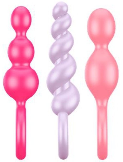 Kit 3 Plugs Silicone Booty Call Satisfyer 9.5 x 2.5cm Roses