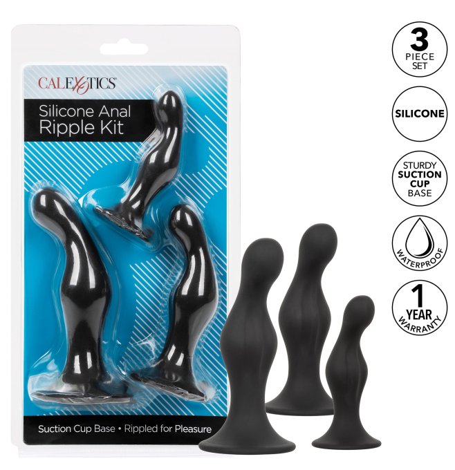 Kit 3 Plugs Silicone Ripple Kit Noirs