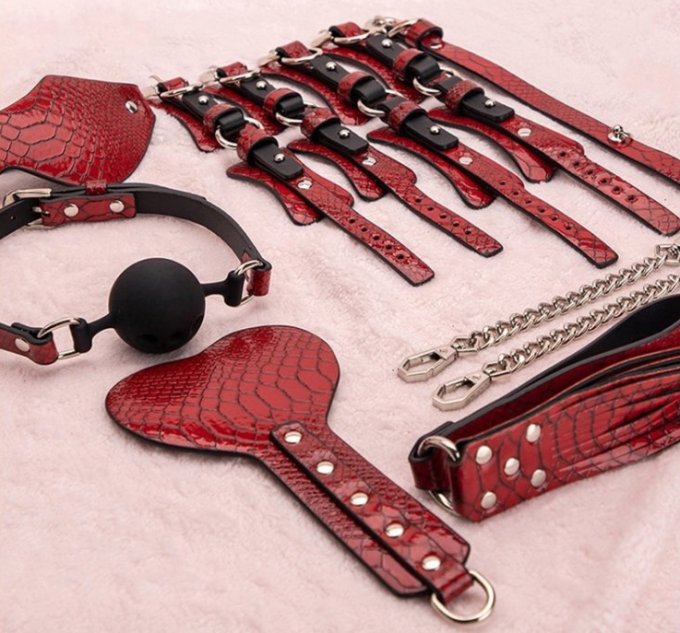 Kit BDSM 7 Pièces Caïman Rouge