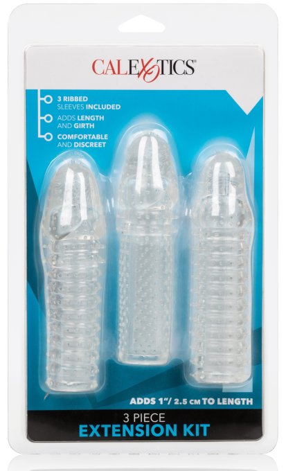 Kit de 3 Gaines de pénis texturées Ribbed Extend 14 x 4cm