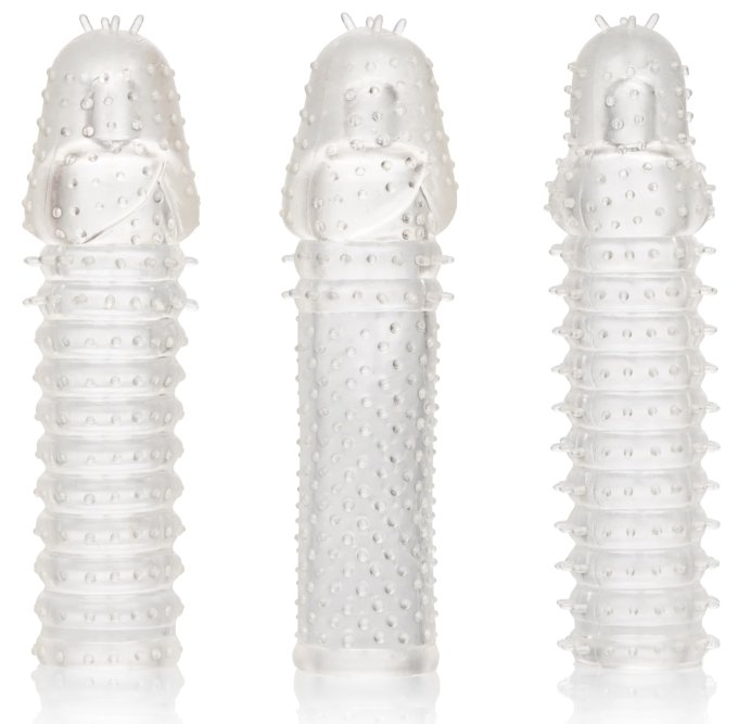 Kit de 3 Gaines de pénis texturées Ribbed Extend 14 x 4cm