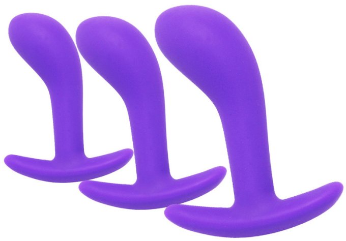 Kit de 3 Mini Plugs Prostatiques Silicone 11 x 3.5 cm Violet