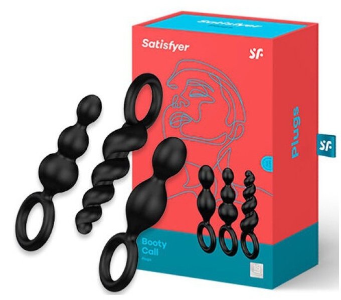 Kit de 3 plugs Silicone Booty Call Satisfyer 9.5 x 2.5cm