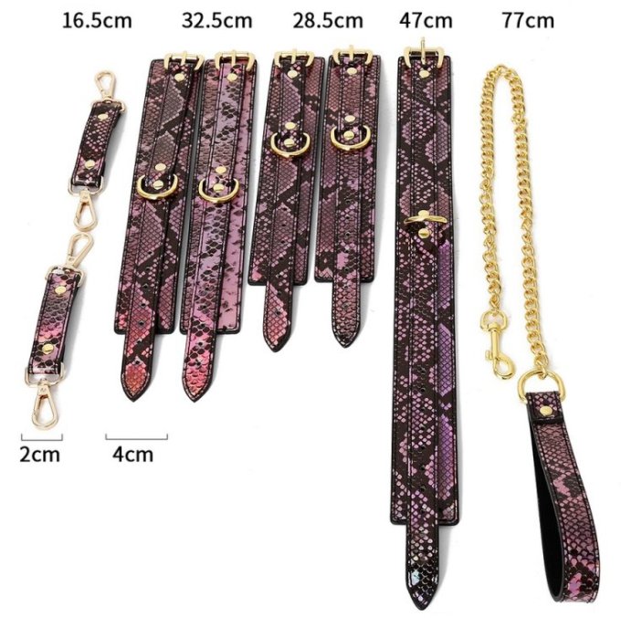 Kit Sm Snakine Collier et Menottes Noir-Rose