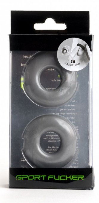 Lot de 2 Cockrings souples Stacker 20 mm Gris